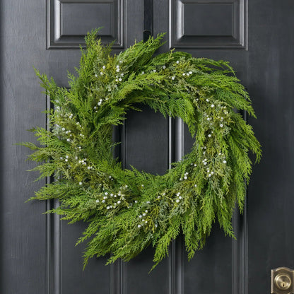 Yulemere Real Touch Lebanon Cedar and Juniper Berry Christmas Wreath detail view 4