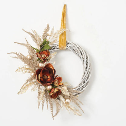 Yulemere Real Touch Copper Anemone and Magnolia Christmas Wreath detail view 3