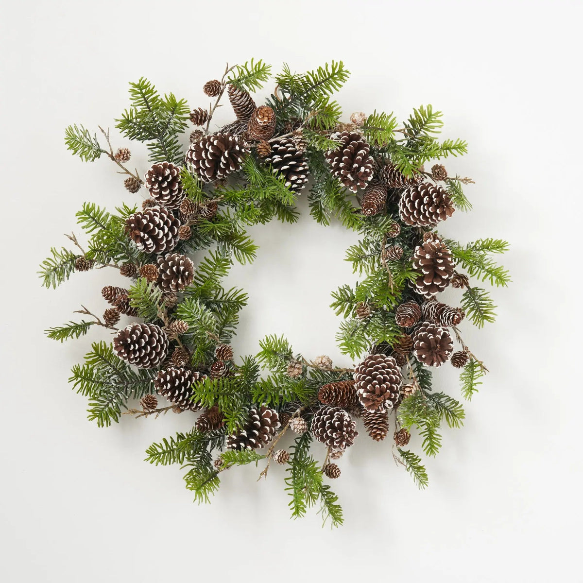 Yulemere Snowy Norway Spruce and Pinecone Winter Christmas Wreath detail view 6