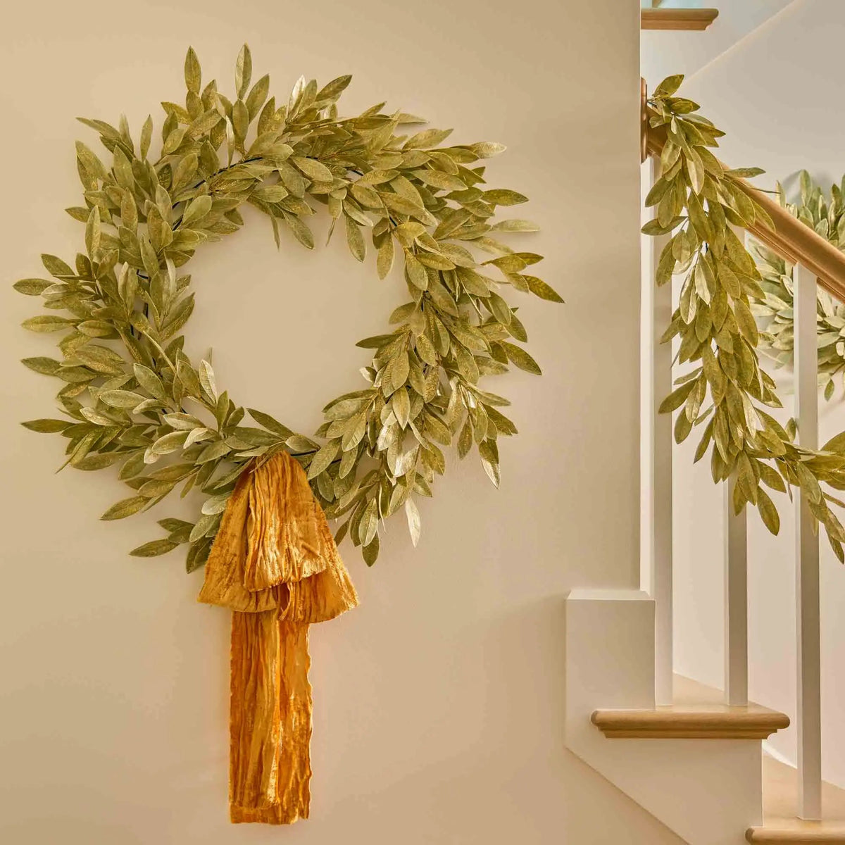 Yulemere Large Golden Mustard Raw Edge Silk Velvet Drape Holiday Bow detail view 3