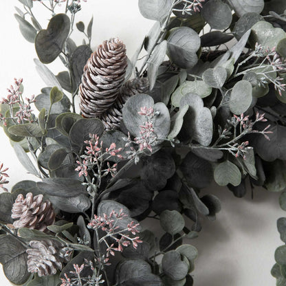 Yulemere Faux Dusty Green Silver Christmas Wreath detail view 4