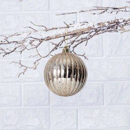 Yulemere champagne gold glitter mercury look ornament set detail view 2