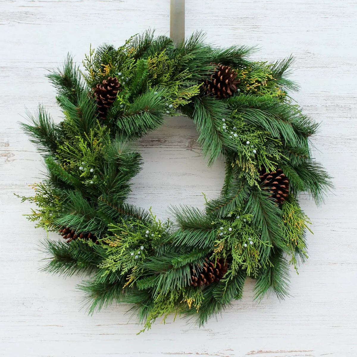 Yulemere Classic Greens and Pinecone Christmas Wreath detail view 3