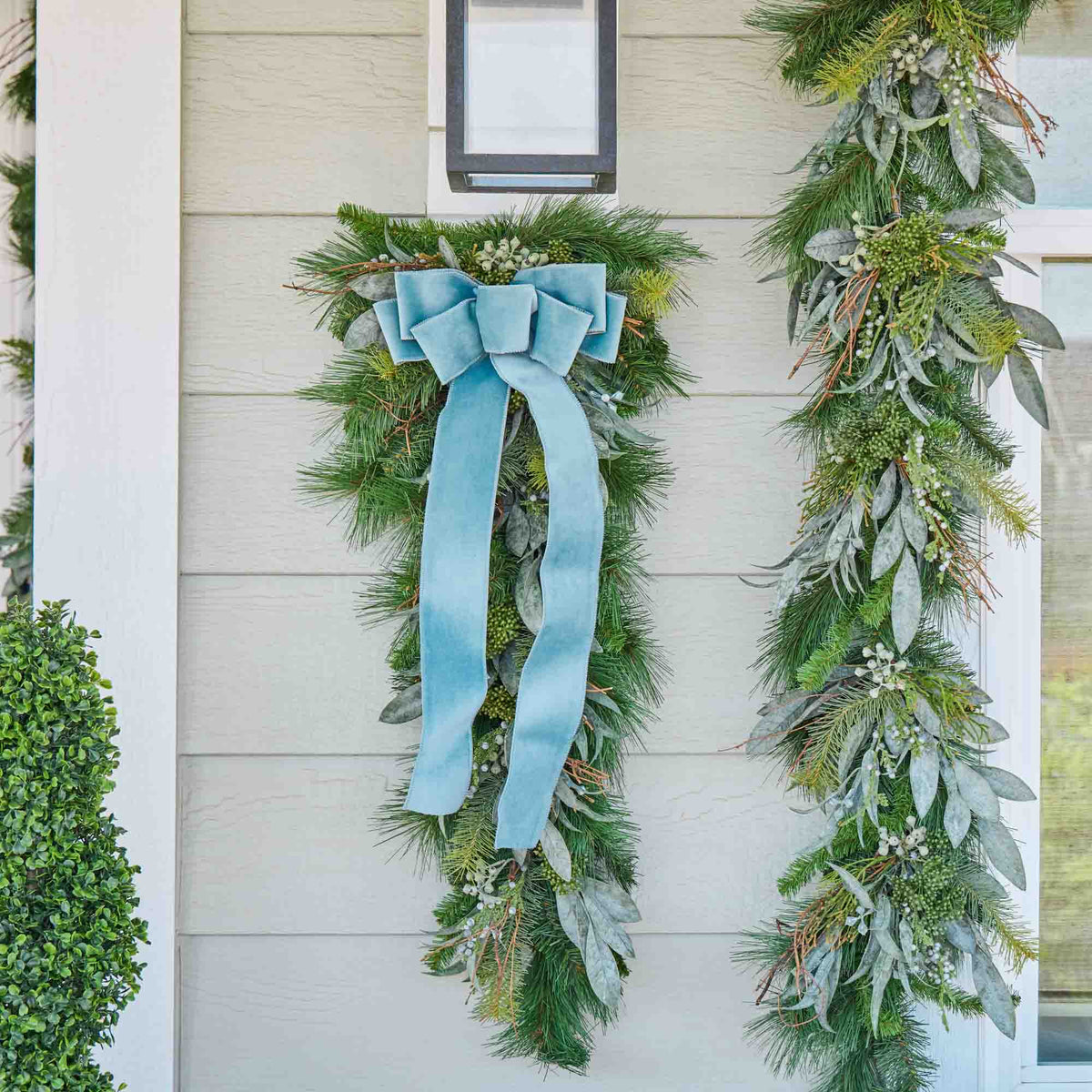 Yulemere Seeded Eucalyptus and Christmas Pine Winter Teardrop Swag detail view 2