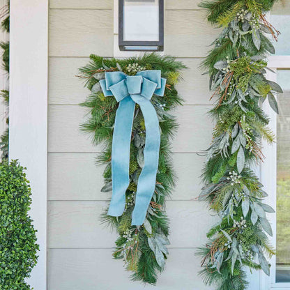 Yulemere Seeded Eucalyptus and Christmas Pine Winter Teardrop Swag detail view 2