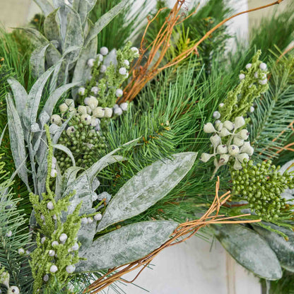 Yulemere Seeded Eucalyptus and Christmas Pine Winter Wreath detail view 2