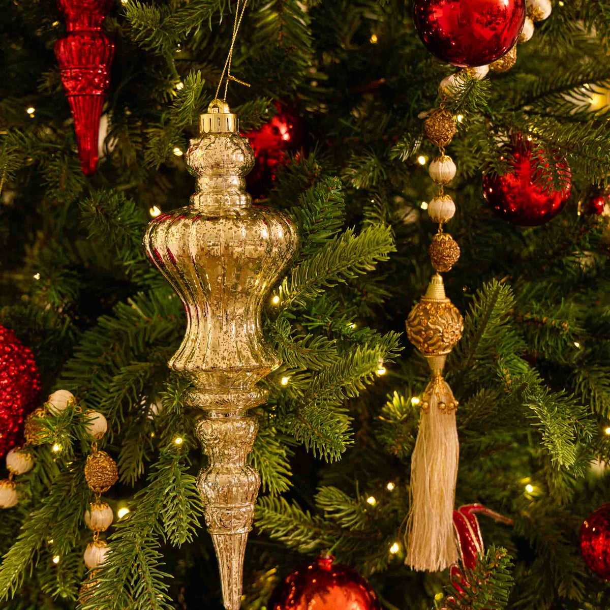 Yulemere Distressed Champagne Gold Shatterproof Christmas Ornament detail view 3