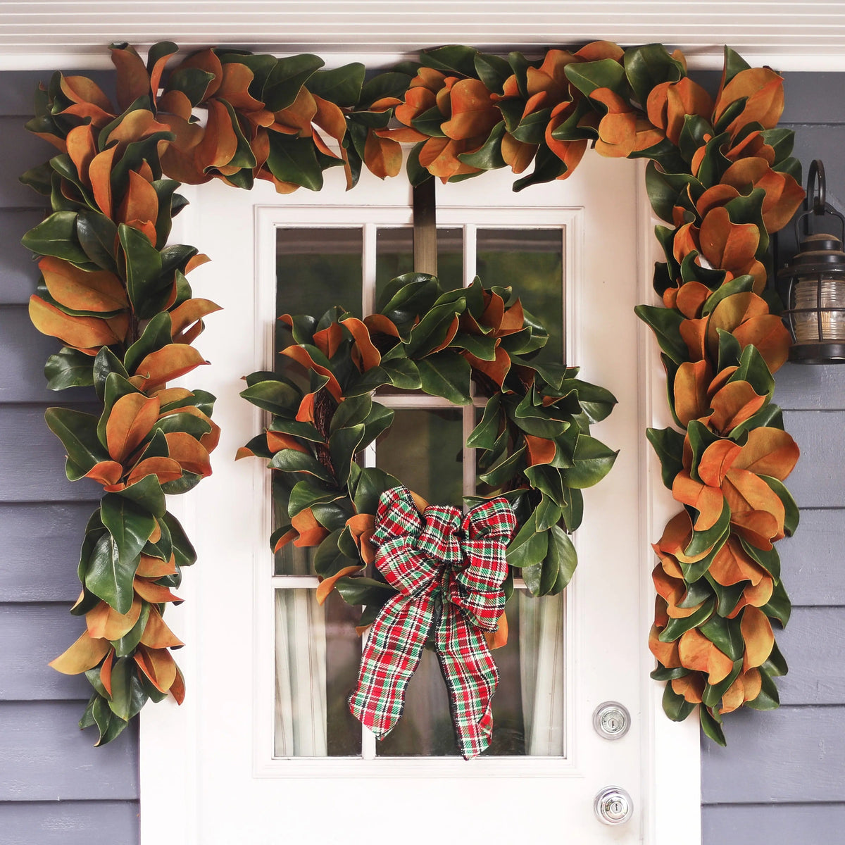 Yulemere Real Touch Magnolia Leaf Christmas Garland detail view 4