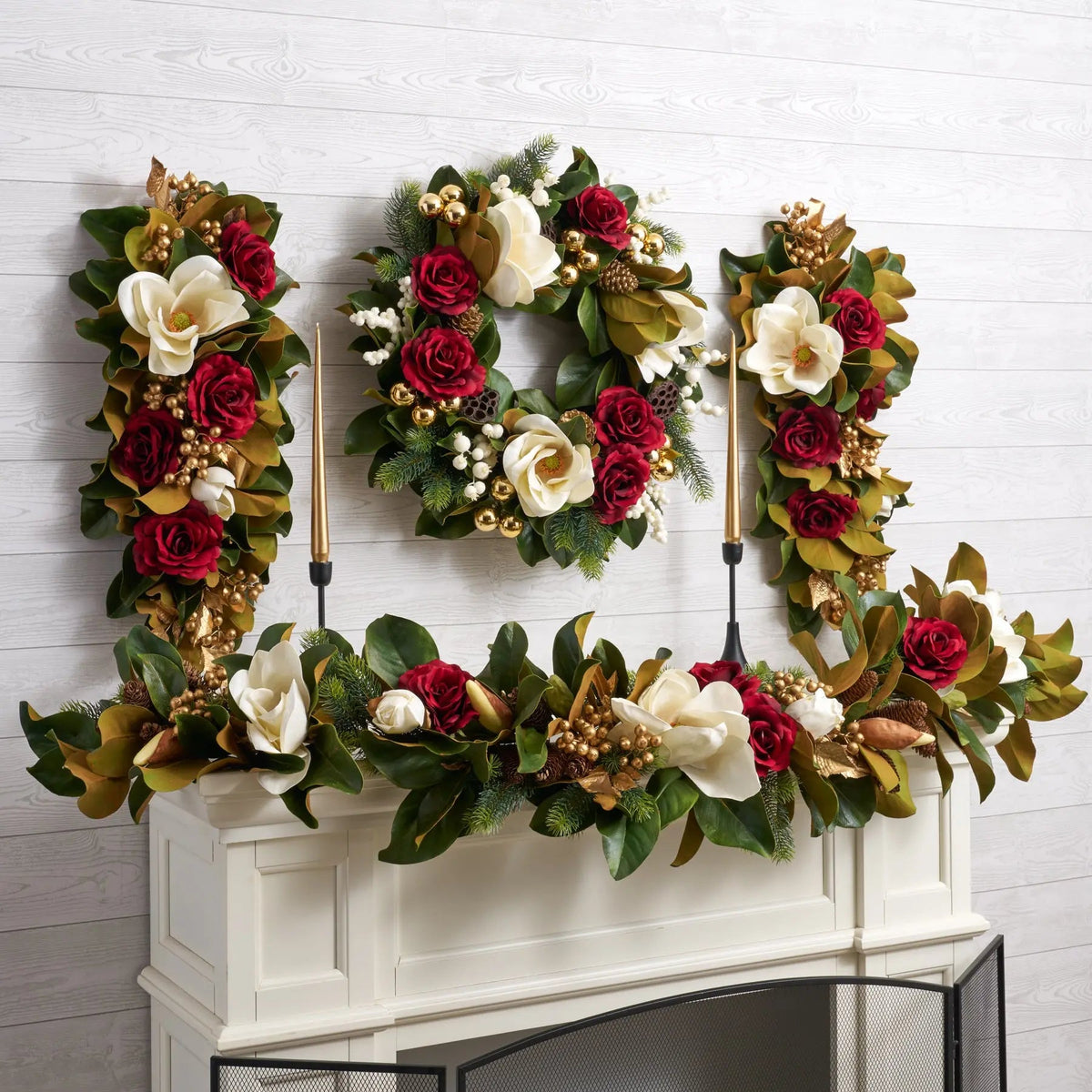Yulemere Real Touch Magnolia Christmas Garland Gold detail view 4