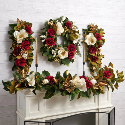 Yulemere Real Touch Magnolia Christmas Garland Gold detail view 4