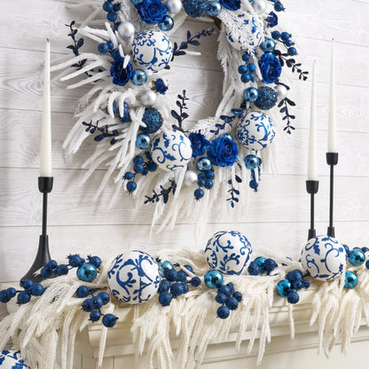 Yulemere White Norfolk Slate Blue Christmas Garland detail view 4