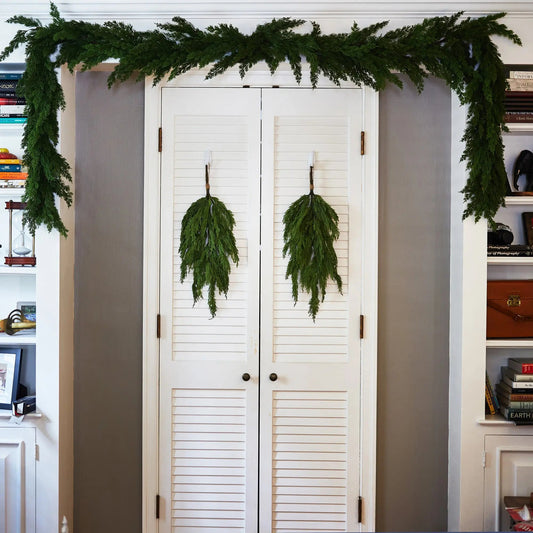 Yulemere Real Touch Cedar Teardrop Christmas Swag overall view
