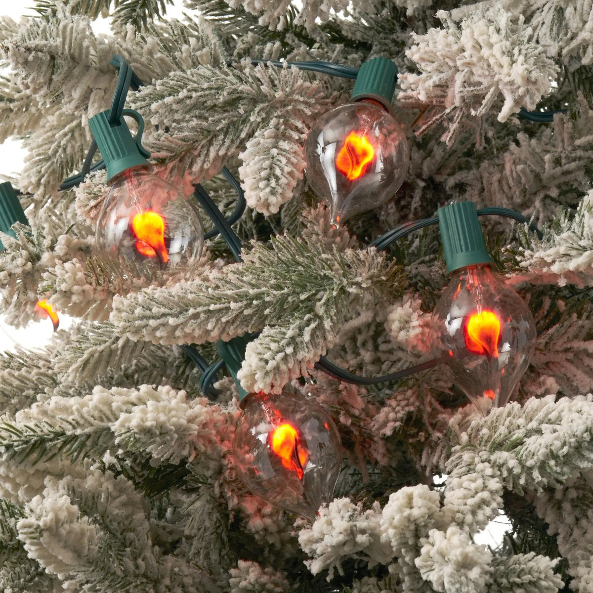 Yulemere Orange Flickering Flame Clear Retro Bulb Christmas Garland detail view 6