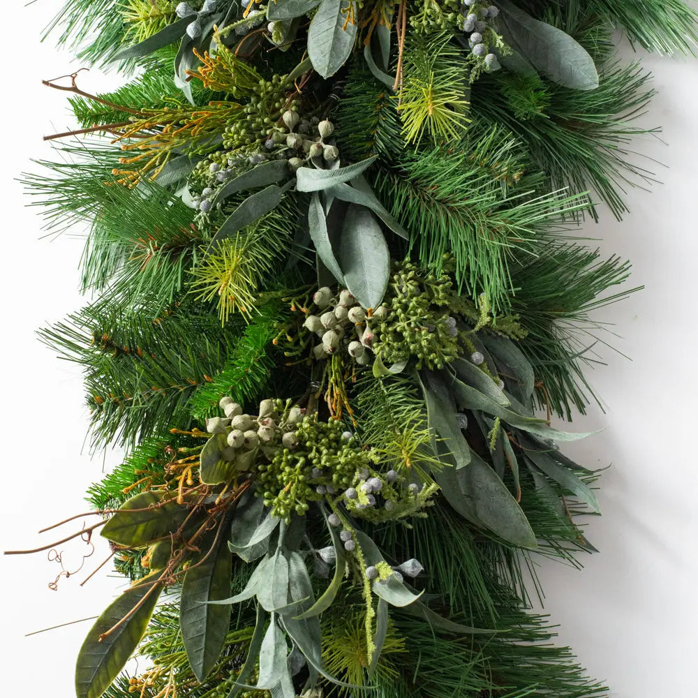 Yulemere Seeded Eucalyptus and Christmas Pine Winter Teardrop Swag overall view