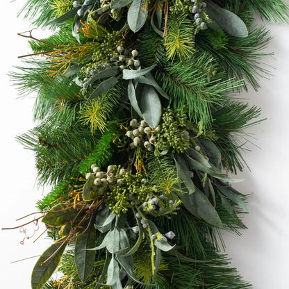 Yulemere Seeded Eucalyptus and Christmas Pine Winter Teardrop Swag overall view