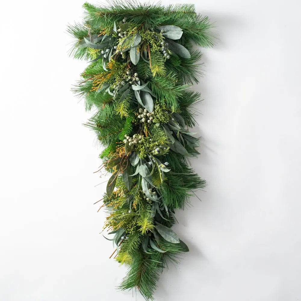 Yulemere Seeded Eucalyptus and Christmas Pine Winter Teardrop Swag detail view 3