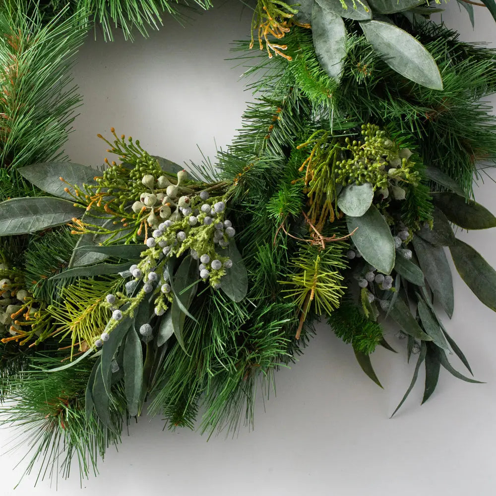 Yulemere Seeded Eucalyptus and Christmas Pine Winter Wreath detail view 8