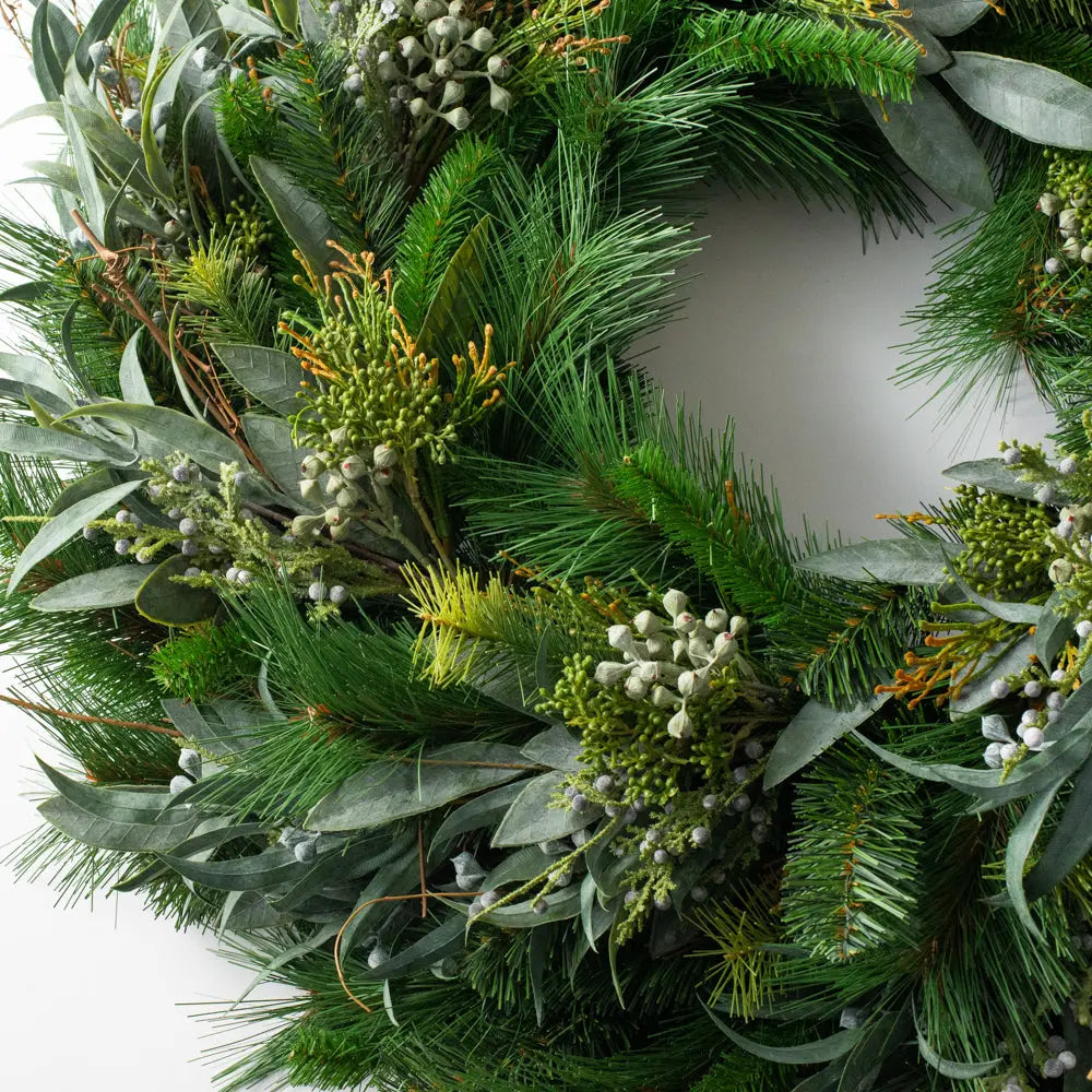 Yulemere Seeded Eucalyptus and Christmas Pine Winter Wreath detail view 4