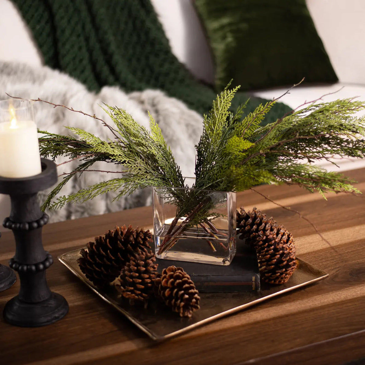 Yulemere Real Touch Cedar Branches Christmas Winter Stem overall view