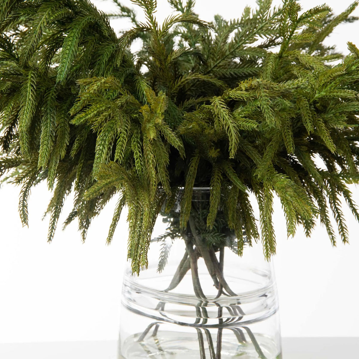 Yulemere Real Touch Norfolk Pine Branches in Glass Jug Vase detail view 2