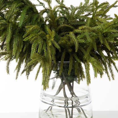 Yulemere Real Touch Norfolk Pine Branches in Glass Jug Vase detail view 2