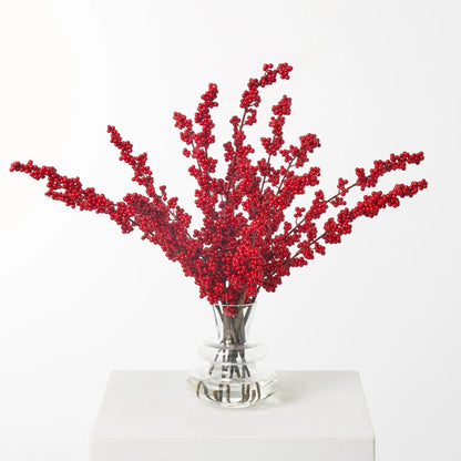 Yulemere Red Ilex Winter Berry in Layered Glass Holiday Centerpiece detail view 2