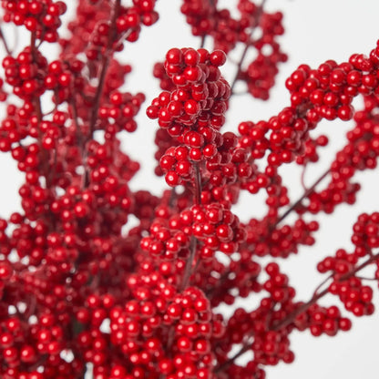 Yulemere Red Ilex Winter Berry in Layered Glass Holiday Centerpiece detail view 3