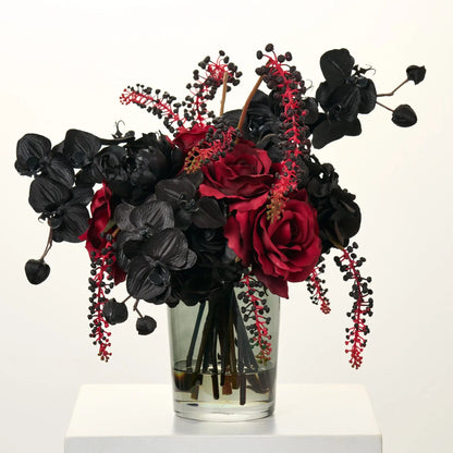 Yulemere Gothic Romance Noir Red Queen Rose Black Holiday Centerpiece detail view 3