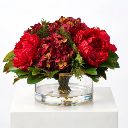 Yulemere Christmas Red Peony Burgundy Holiday Centerpiece detail view 2