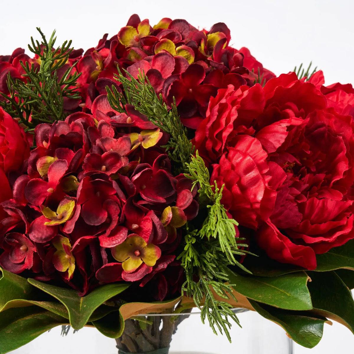 Yulemere Christmas Red Peony Burgundy Holiday Centerpiece overall view