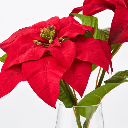 Yulemere red velvet poinsettia holiday centerpiece detail view 2