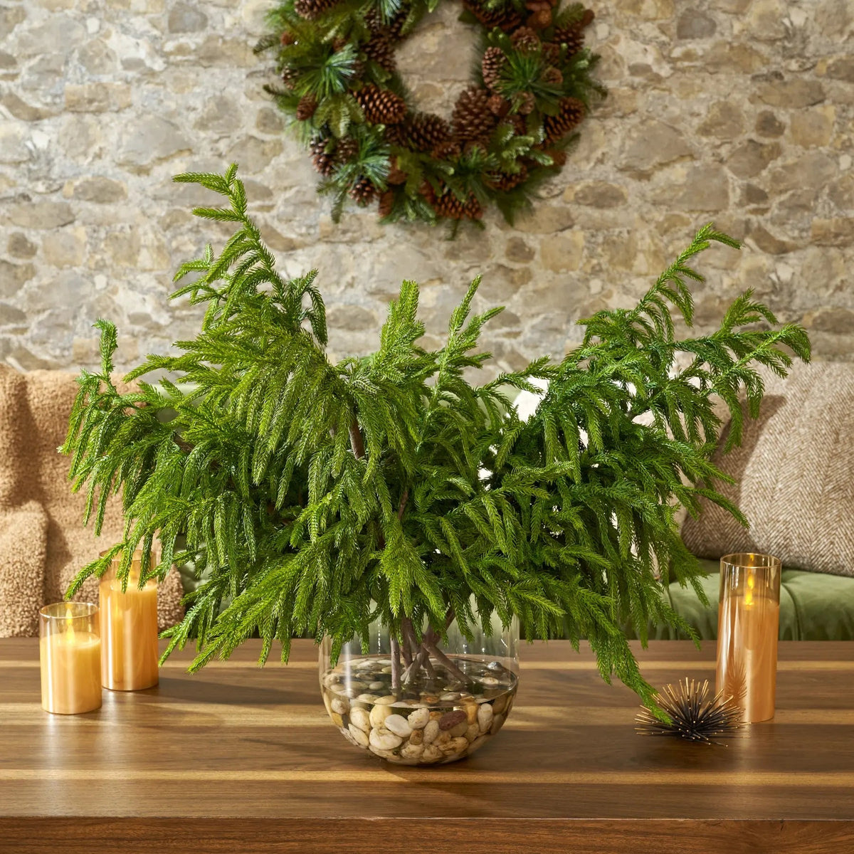 Yulemere Real Touch Large Draped Norfolk Branches overall view