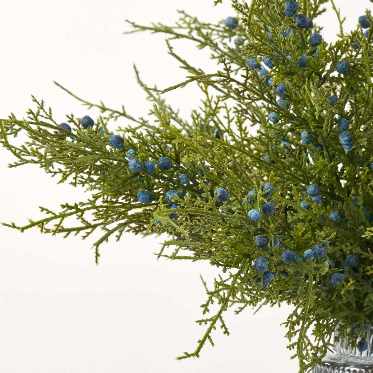 Yulemere Blue Juniper Berry Branches in Smoke Chandelier Vase detail view 2