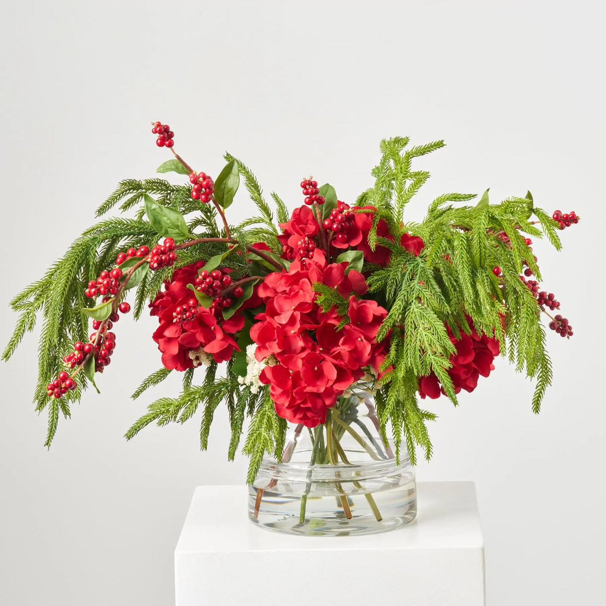 Yulemere Lifelike Red Hydrangea Real Touch Holiday Centerpiece detail view 3