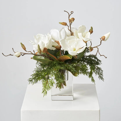 Yulemere Lifelike Cedar Magnolia Leaf Bloom Branch Stem detail view 4
