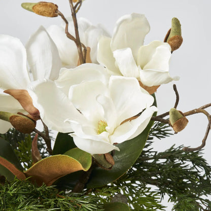 Yulemere Lifelike Cedar Magnolia Leaf Bloom Branch Stem detail view 2