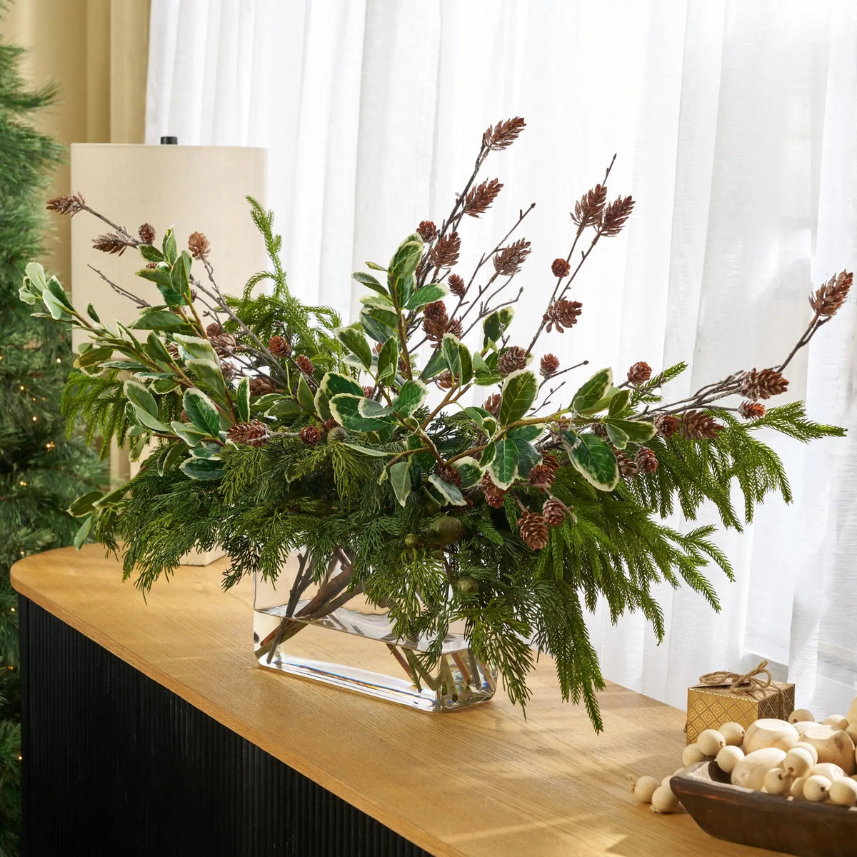 Yulemere Winter Forrest Melody and Real Touch Norfolk Pine Holiday Stem overall view