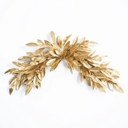 Yulemere Antiqued Gold Bay Leaf Christmas Mantel Swag detail view 4