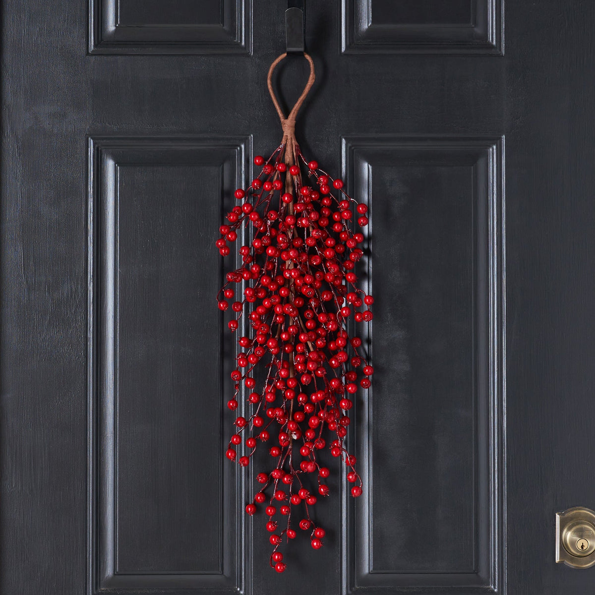Yulemere Deluxe Waterproof Red Berry Winter Teardrop Swag detail view 2