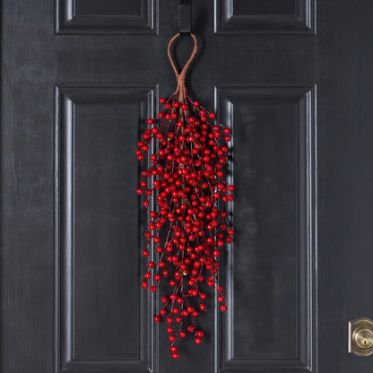 Yulemere Deluxe Waterproof Red Berry Winter Teardrop Swag detail view 2