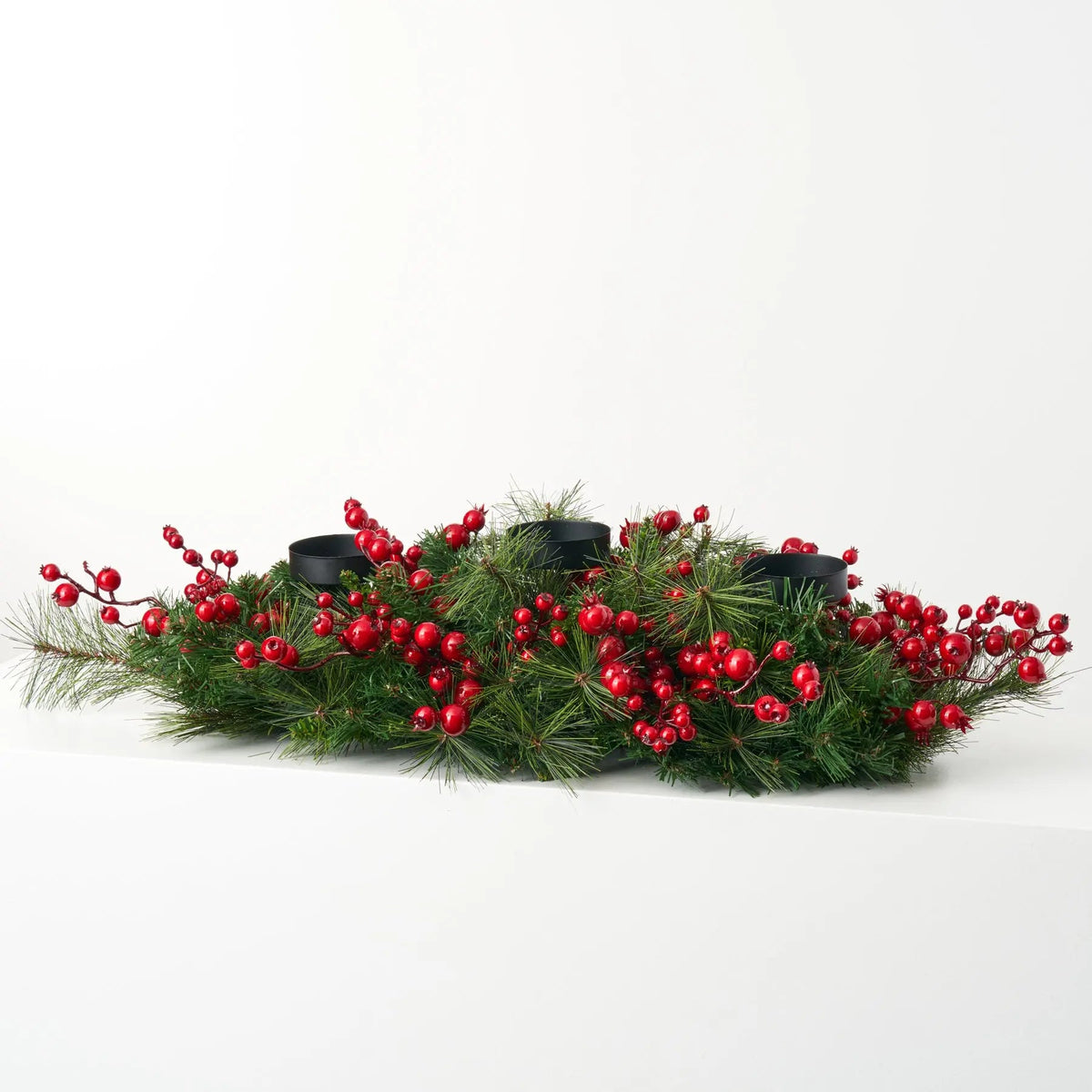 Yulemere Belgium Pine and Mixed Red Berry 3 Tier Flameless Candle detail view 2
