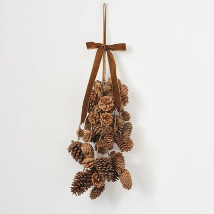 Yulemere Mixed Hanging Pinecones Christmas Decor Swag with Gold detail view 2
