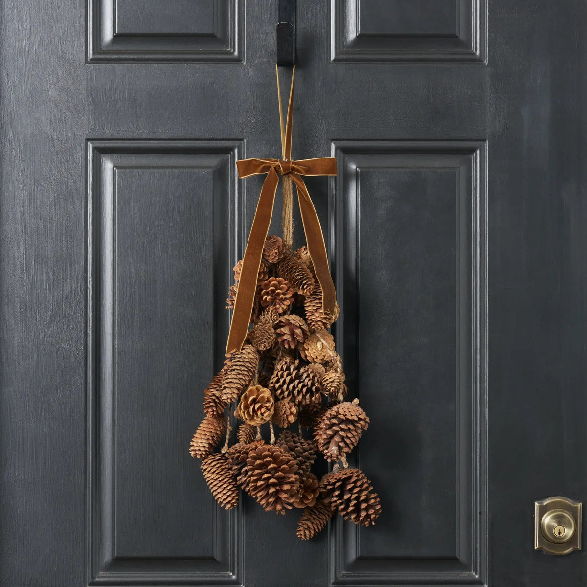 Yulemere Mixed Hanging Pinecones Christmas Decor Swag with Gold detail view 3