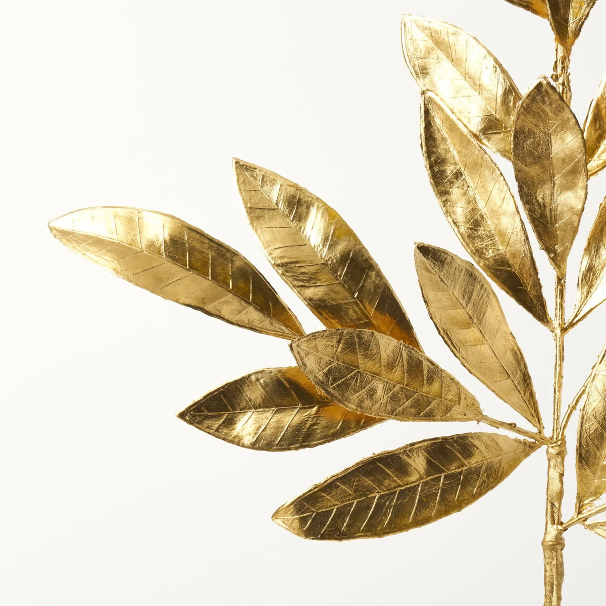 Yulemere Metallic Gold Bay Leaf Pick Spray Faux Christmas Stem overall view