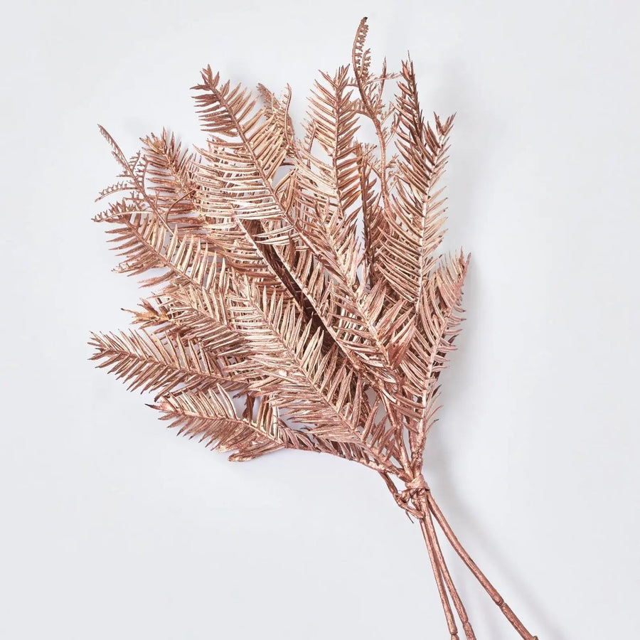 Yulemere metallic pine branch foliage spray overall view