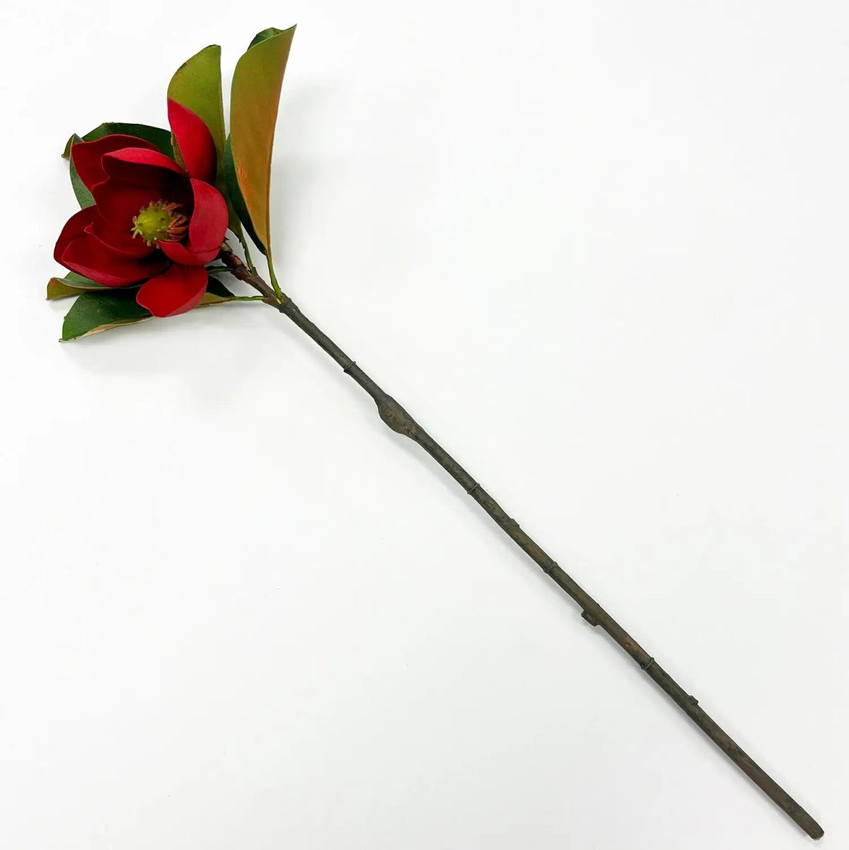 Yulemere Real Touch Christmas Red Magnolia Small Bloom Holiday Stem detail view 2