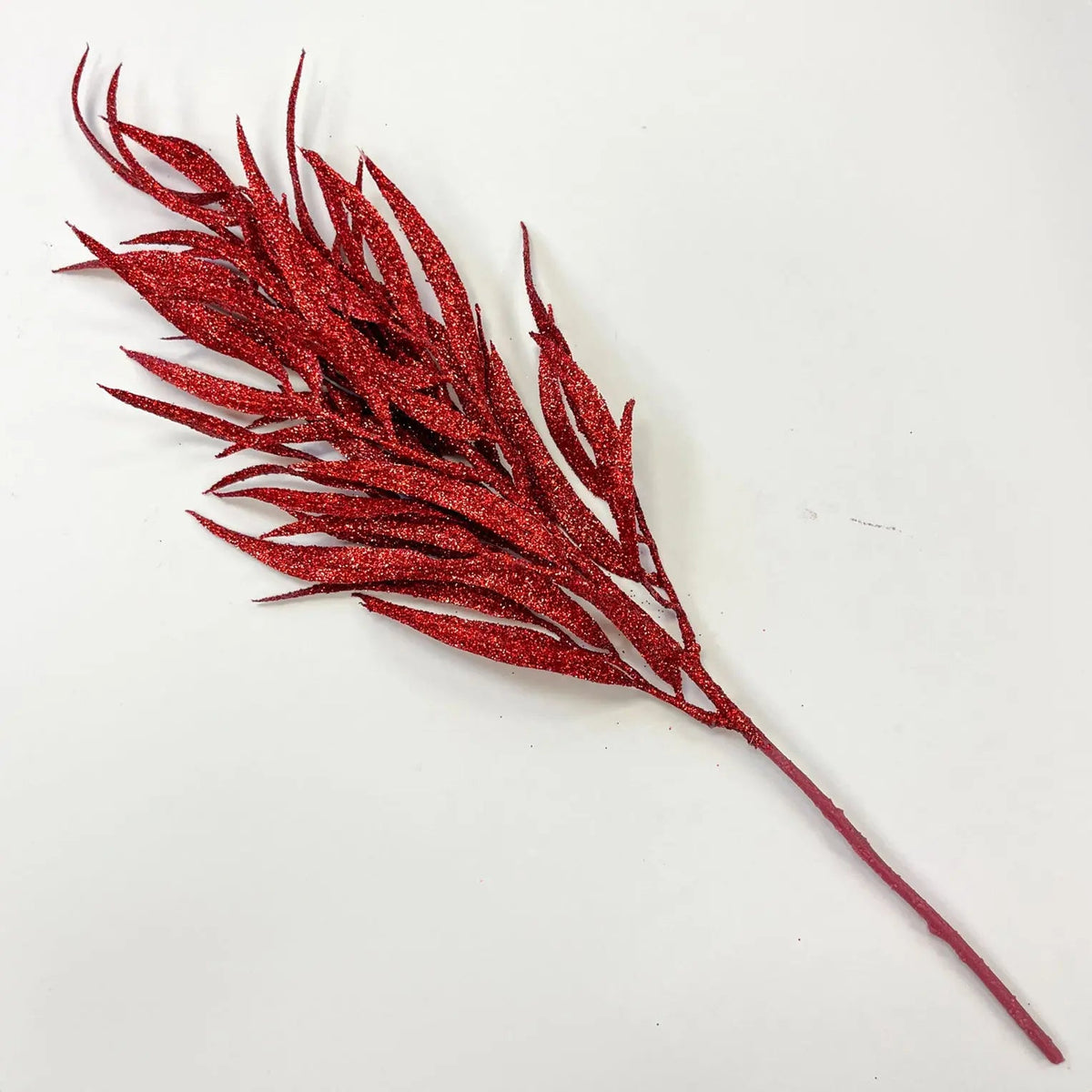Yulemere Red Glitter Needleleaf Eucalyptus Christmas Spray overall view
