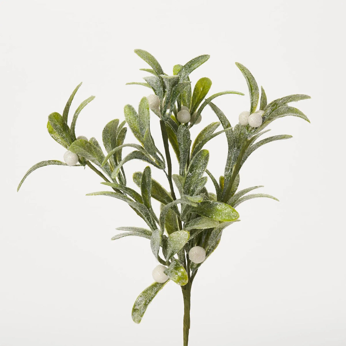 Yulemere Frosty Mistletoe and White Berry Pick Classic Christmas Spray overall view