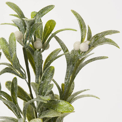 Yulemere Frosty Mistletoe and White Berry Pick Classic Christmas Spray detail view 2