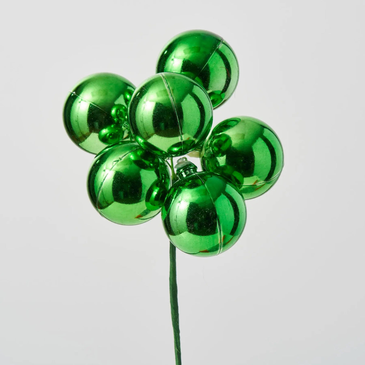 Yulemere Shiny Green VP Ball Ornament Pick 8 Inch overall view